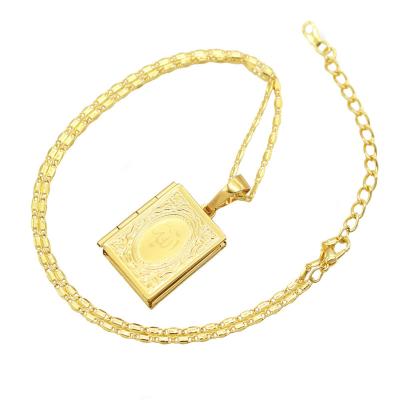 China Environmental Friendly Unique Design Stainless Steel Custom Gold Plated Muslim Islamic Quran Allah Charms Bible Locket Pendant Jewelry for sale