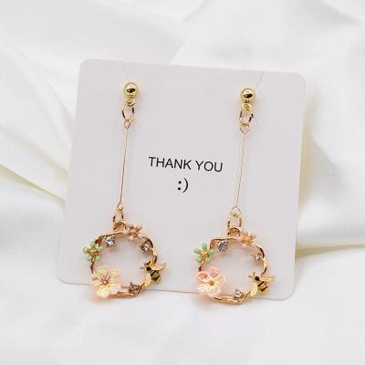 China Environmental Friendly Bee Flower Long Earrings 2021 Tassel Small Fresh Wreath Korean Earrings Dot Diamond Flower Women for sale