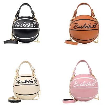 China Basketball shape Hot Selling cheap mini women custom logo round shape handbag basket ball purse basketball bags handbags for sale