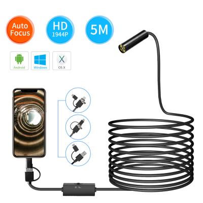 China Waterproof/Auto Focus Camera Endoscope Wire Camera Vikercam Waterproof Hard Cable 5MP 12mm 4LED 1m for Mobile Borescope High Resolution Camera for sale