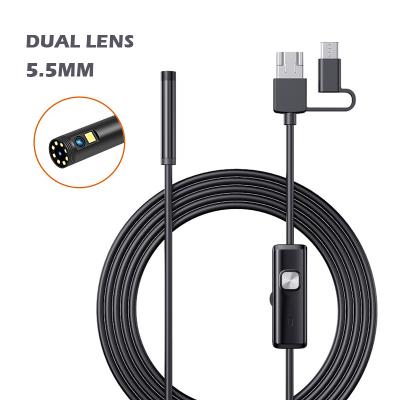 China Dual-lens Waterproof/Waterproof 5.5mm 1M 3-in-1 Android Borescope 1080P Digital Industrial Waterproof Borescope with LED Night Vision Probe for sale