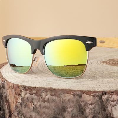 China 2021 Sunglasses NX1509 Retro Wooden Sunglasses Vintage Rectangular Shield Wooden And Bamboo Face for sale