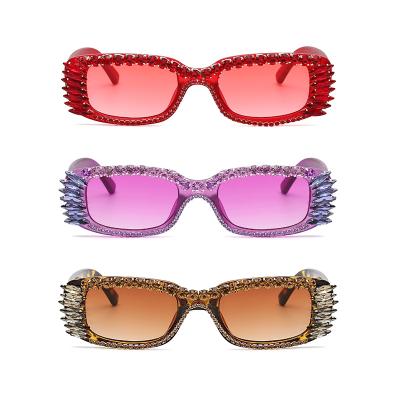 China Fashion Sunglasses New Arrival Crystal Diamond Small Rectangle Frame Shades Sunglasses for sale