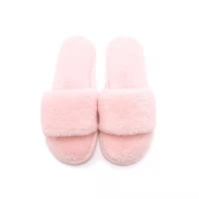 China New Fashion Trend Design Rex Rabbit Fur Slippers Women Fashion Faux Fur Wholesale Indoor Outdoor Indoor Fur Slippers for sale