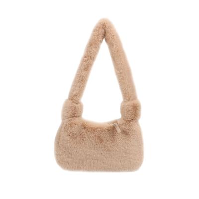 China Fashion Lady Handbag 2021 Wholesale Faux Design Faux Fashoion Rex Rabbit Fur Women Winter Shoulder Bag Casual Luxury Handbag for sale