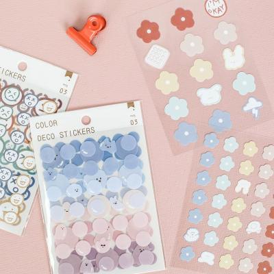 China Colorful Dot Pet Sticker Hand Account Stationery Transparent Decorative Sticker Label Color Sticker Label for sale