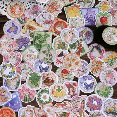 China 46pcs/box Decorative Sticker Cartoon Flower Hand Account Decoration Animal Adhesive Laptop Stickers for sale