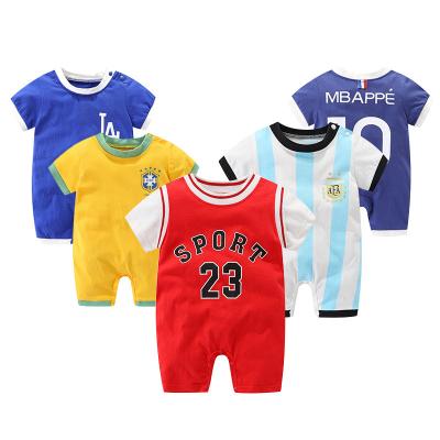 China Months 100% Cotton Newborn Sports Overalls Summer Baby Boy Thin Clothes 0-3 Short Sleeve Rompers for sale