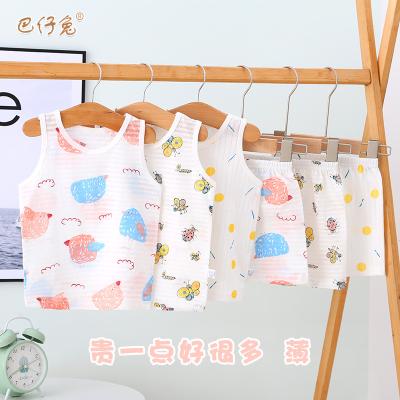 China 100% Cotton Baby Boy Clothes Factory Sales Antibacterial Baby Suit Summer Vest Thin 100% Cotton Baby Clothes for sale