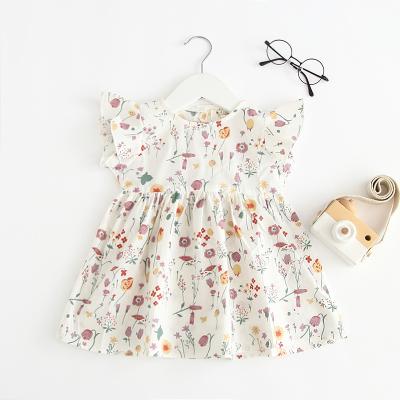 China Factory Price Floral Design Washable Girls Fashion Summer Pull Over Beautiful Pure Cotton Walking Dress for sale