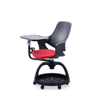 China BLACK-RED Plastic Student Chair With Tablet And Adjustable Height For Office Training for sale