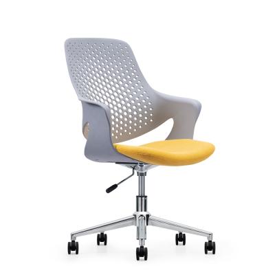 China Folded Office Sitting Chairs Modern White Plastic Office Chair Gray Plastic Movable for sale