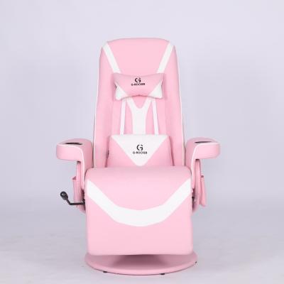 China Specific Office Chair Luxury Gaming Chair with Cup Holder in Pink Racing Style Leather for sale