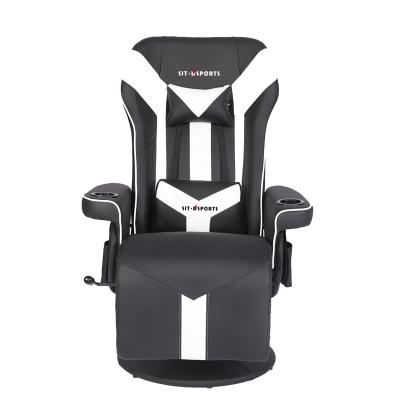 China Office/Home Gaming Chair with Cup Holder and Footrest in White Racing Style Leather for sale