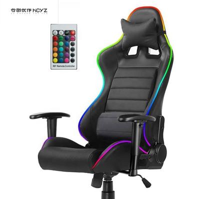 China HCYZ RGB LED Light PC Gamer Chair with Backrest Adjustable 90-180 and Massage Function for sale