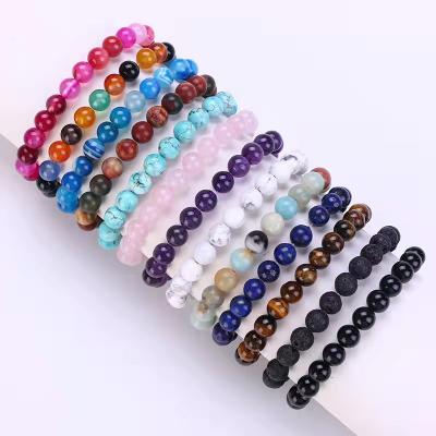 China Multi stone CLASSIC Tiger Eye Turquoise Agate Volcanic Lava Hard Stone Color nature bracelet for sale