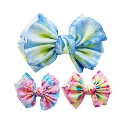 China Hair Clips 4 Inch Custom Printing Girl's Grosgrain Ribbon Flower Bow Hair Clips Accessories for sale