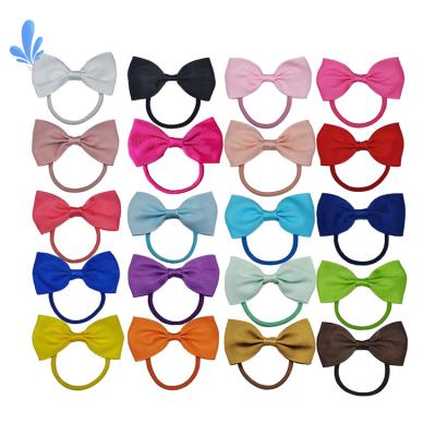 China Fashionable classic simple children's hair accessories factory direct sales British style top 3 inch elastic hair tie bow tie fashion band for sale