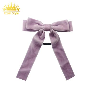 China Fashion low MOQ free sample factory sale purple elastic hair scrunchies velvet hair accessories hair crac! crack! for sale