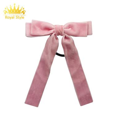 China Fashion Amazon selling Pinky Hair Scrunchie Hair Elastic rope s velvet ribbon bow hair elastics accessories for sale