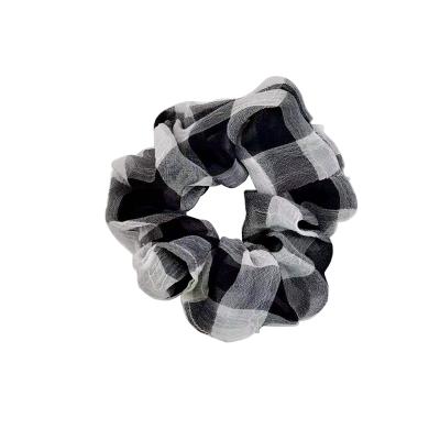 China Good Finished Selling Curly Hair Accessories Scrunchy Hair For Women Chiffon Lattice Elastic Scrunchies For Hair for sale