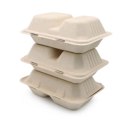 China Factory direct supply biodegradable sugarcane fiber pulp hamburger hot sale biodegradable box for sale