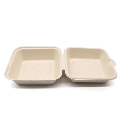 China Compostable Biodegradable Within 90 Days Factory Direct Disposable Fast Food Food Disposable Lunch Box Sugar Cane Hamburger Supply Box for sale