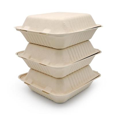 China Biodegradable Compostable Within 90 Days Factory Price Compostable Food Packaging Bagasse Fiber Lunch Paper Box Disposable Quick Serving Box for sale