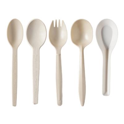 China Modernism One Time Use Biodegradable Disposable Flatware Set Plastic Food Knife Spoon Fork Cornstarch Cutlery Set for sale