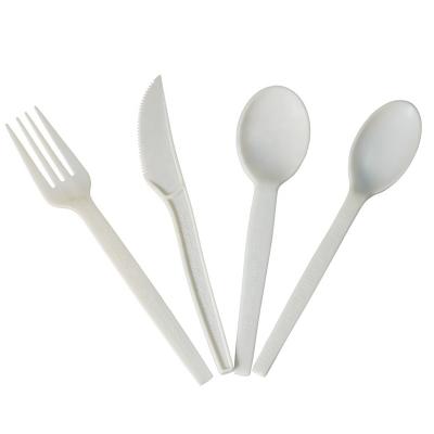 China Modernism Non-pollution Flatware Matte Cutlery Set Flight Plastic Reusable Spoon Fork and Knife Kit PLA Cutlery Disposable Flatware Sets for sale