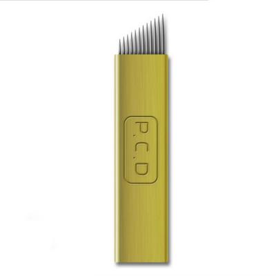 China L permanent 316 Stainless Steel PCD 12CF 14CF 19U Shape Mark Makeup Eyebrow Disposable Permanent Microblading Blades for sale