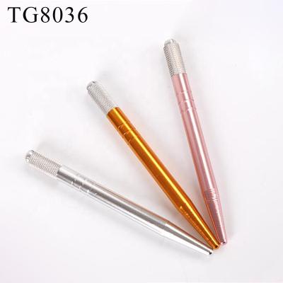 China Wholesale Permanent Rose Gold Silver Manual Eyebrow Pen Single Pen Tip Microblading Pen Holder For Embroidery Supplies for sale