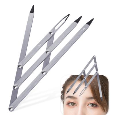 China stainless steel & Golden Report & Easy Use Microblading Gauge Gliding Eyebrow Ruler Durable Stainless Steel Eyebrow Make Up Tool Eyebrow Shaping for sale