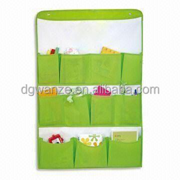 China Viable Green Fabric Door Wall Hanging Storage Pocket Wall Hanging Storage Bag for sale