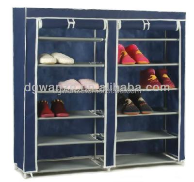 China Large capacity& High Quality Non Woven Double Door Shoe Rack Small Shoe Rack Metal Shoe Rack Eco-friendly Detachable Rack Designs for sale