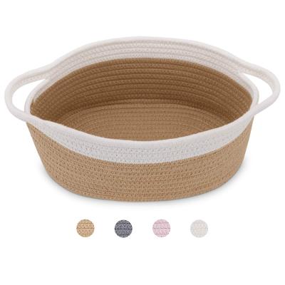 China Factory Sustainable Woven Cotton Rope Basket Fabric Storage Basket Cotton Rope Basket for sale