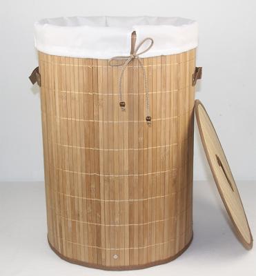 China Wholesale Cheap Sustainable Handmade Weaving Woven Foldable Bamboo Bamboo Laundry Basket with Lid Liner and Handles for sale