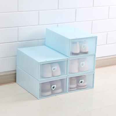 China Viable Factory Colorful Folding Stackable Front Plastic Shoe Container Storage Box Organizer For Closet for sale