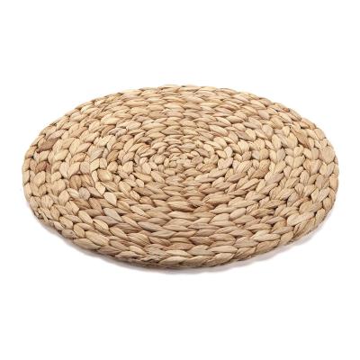 China Water Hyacinth Place Mat Sustainable Handmade Natural Woven Round Place Mat for sale