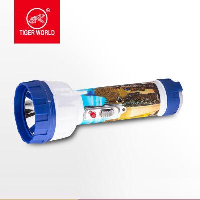 China Cheap Dry Battery Torch Tiger World Dry Battery Power Led Bright Flashlight Hand Torch Light For Sale for sale