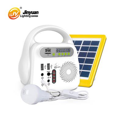 China China Manufacturers Home Product Portable Home Emergency Lighting Solar Powered Kit With Radio And Bulb for sale