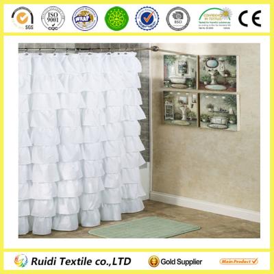 China Wholesale White Ruffled Shower Curtain Bathroom Isolated for sale