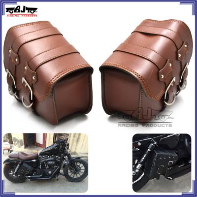 China Davidson Side Storage Leather Bag Saddle Bag Motorcycle Side Cases BJ-BAG-006 For Harley Sportster XL883 XL1200 for sale