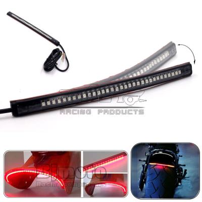 China Multifunctional Motorcycle Tail Strip Light BJ-LPL-031B Soft Rubber Tail Brake Stop Turn Signal Integrated 3258 LED Light Strip for sale