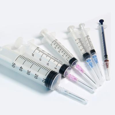 China PP factory price CE ISO OEM 1ml 2ml 3ml 5ml 10ml 20ml 50ml 60ml needle and syringe injector for sale