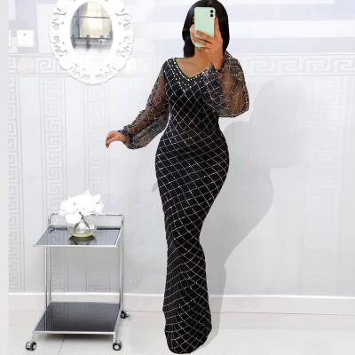 China K&Y Anti-Static 2022 High Quality S-4XL Plus Size Women's Beaded Dress Beaded Evening Dress Bodycon Sequins Beaded Dresses for sale