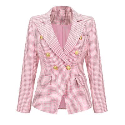 China 2022 K&Y New Arrival Breathable Women Sheath Wholesale Long Elegant Slim Houndstooth Fashion Jacket Blazers for sale