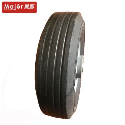 China 200X60 Dust Bin PU Foam Rubber Tire Flat Free Semi Agricultural Solid Rubber Wheels For Tractors for sale