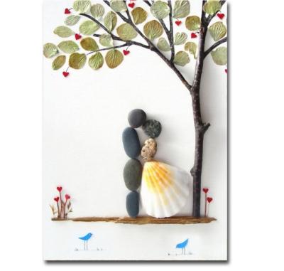 China Modern Lovers Wall Art Canvas Print Leaves Birds Stones Couple Romantic Painting For Wedding Room for sale