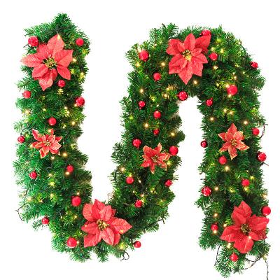 China Christamas Home Decoration Christmas Rattan Artificial Hanging Hanging Wreath with Light for sale